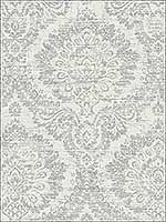 Kauai Grey Damask Wallpaper PS41908 by Kenneth James Wallpaper for sale at Wallpapers To Go