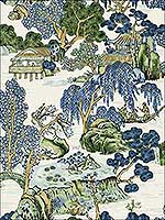 Asian Scenic Blue and Green Wallpaper T75462 by Thibaut Wallpaper for sale at Wallpapers To Go
