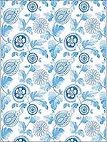 Calypso Paisley Leaf Blue Oasis Ivory Fabric RY31902F by Seabrook Wallpaper for sale at Wallpapers To Go