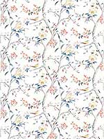 Southport Floral Trail Eggshell Melon Carolina Blue Fabric LN11901F by Seabrook Wallpaper for sale at Wallpapers To Go