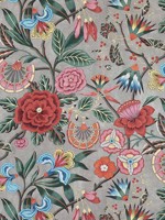 Cleo Coral on Charcoal Fabric AF9616 by Anna French Fabrics for sale at Wallpapers To Go