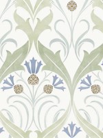 Pine Cone Ribbon Green Blue Wallpaper AC9173 by Ronald Redding Wallpaper for sale at Wallpapers To Go