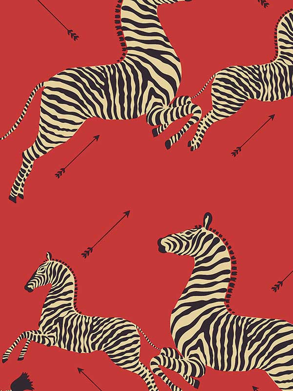 wallpaper sample for Scalamandre SC0001WP81388PS Zebras Removable Masai Red Wallpaper