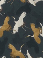 Kusama Dark Blue Crane Wallpaper WTG-246231 by Advantage Wallpaper for sale at Wallpapers To Go
