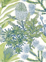 Protea Green and Blue Wallpaper WTG-254276 by Thibaut Wallpaper for sale at Wallpapers To Go