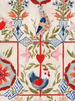 The Bird House Taupe Red Pink Blue Green Wallpaper WTG-265298 by Mind the Gap Wallpaper for sale at Wallpapers To Go