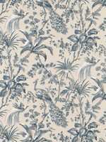 Peacock Toile Slate on Black Fabric WTG-266782 by Anna French Fabrics for sale at Wallpapers To Go