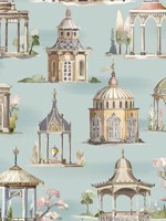 Follies Aqua Wallpaper WTG-267019 by Mulberry Home Wallpaper for sale at Wallpapers To Go
