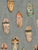 Babouches Teal Wallpaper WTG-267031 by Mulberry Home Wallpaper for sale at Wallpapers To Go