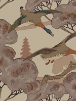 Grand Flying Ducks Plum Wallpaper WTG-267060 by Mulberry Home Wallpaper for sale at Wallpapers To Go