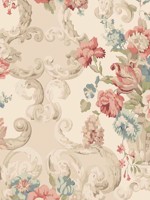 Floral Rococo Red Green Wallpaper WTG-267068 by Mulberry Home Wallpaper for sale at Wallpapers To Go
