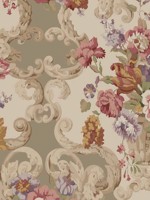 Floral Rococo Red Plum Wallpaper WTG-267069 by Mulberry Home Wallpaper for sale at Wallpapers To Go