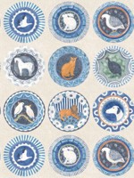 Robinas Dinner Party Blue Wallpaper WTG-268729 by G P & J Baker Wallpaper for sale at Wallpapers To Go