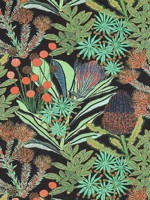 Protea Print Black Fabric WTG-271936 by Thibaut Fabrics for sale at Wallpapers To Go