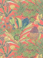 Protea Print Coral Fabric WTG-271937 by Thibaut Fabrics for sale at Wallpapers To Go