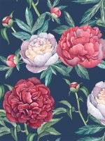 Peony Bloom Blue Wallpaper WTG-272268 by Veer Decor Wallpaper for sale at Wallpapers To Go