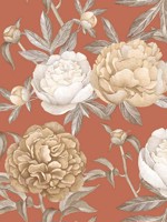 Peony Bloom Orange Wallpaper WTG-272285 by Veer Decor Wallpaper for sale at Wallpapers To Go