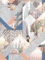 NYC Geo Collage Peach Blue Grey Wallpaper WTG-272763 by Veer Decor Wallpaper for sale at Wallpapers To Go